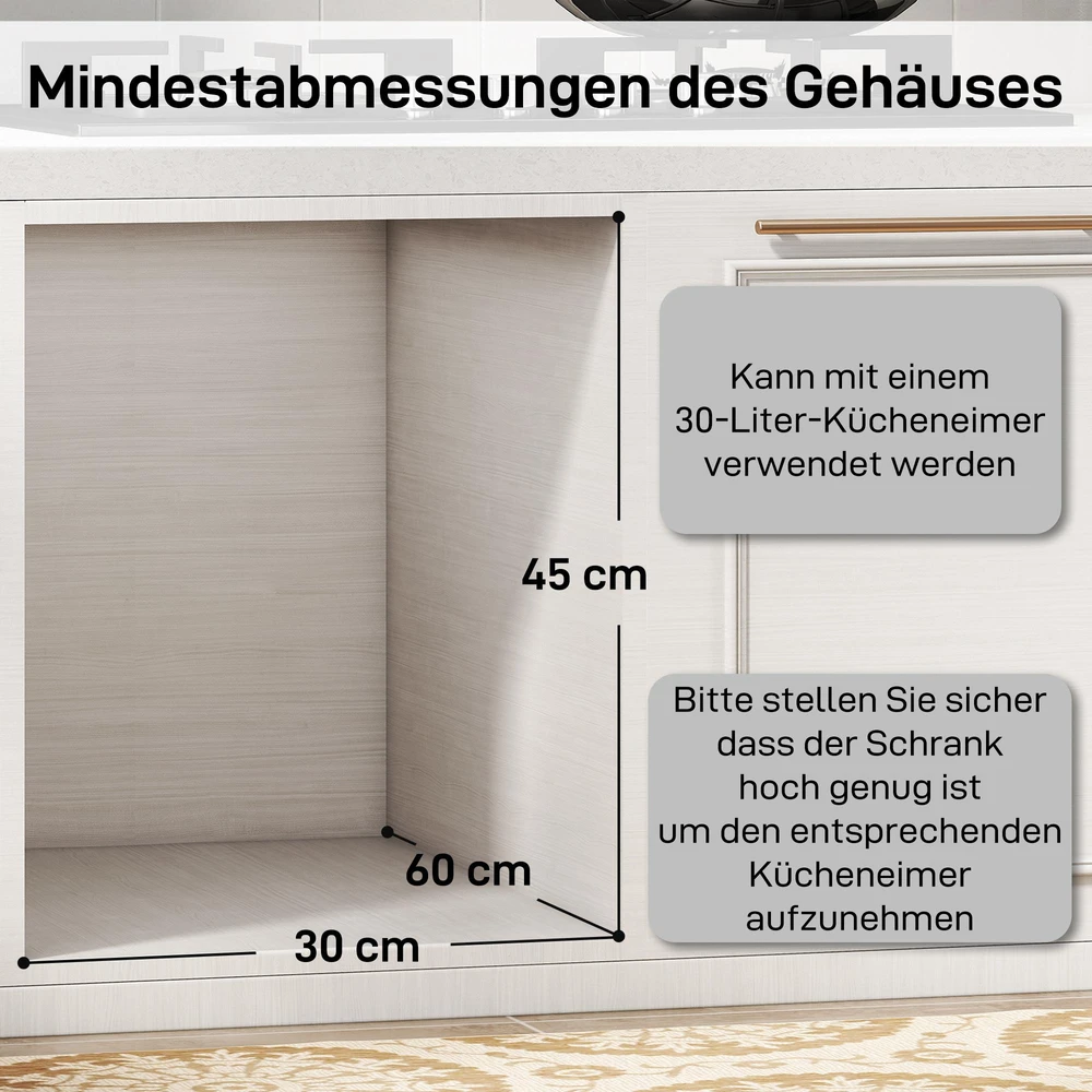 Ištraukiama šiukšliadėžė HOMCOM, virtuvinė šiukšliadėžė su 2 išimamais kibirais, rankena, 30 litrų (20 l + 10 l), metalinė, pilka