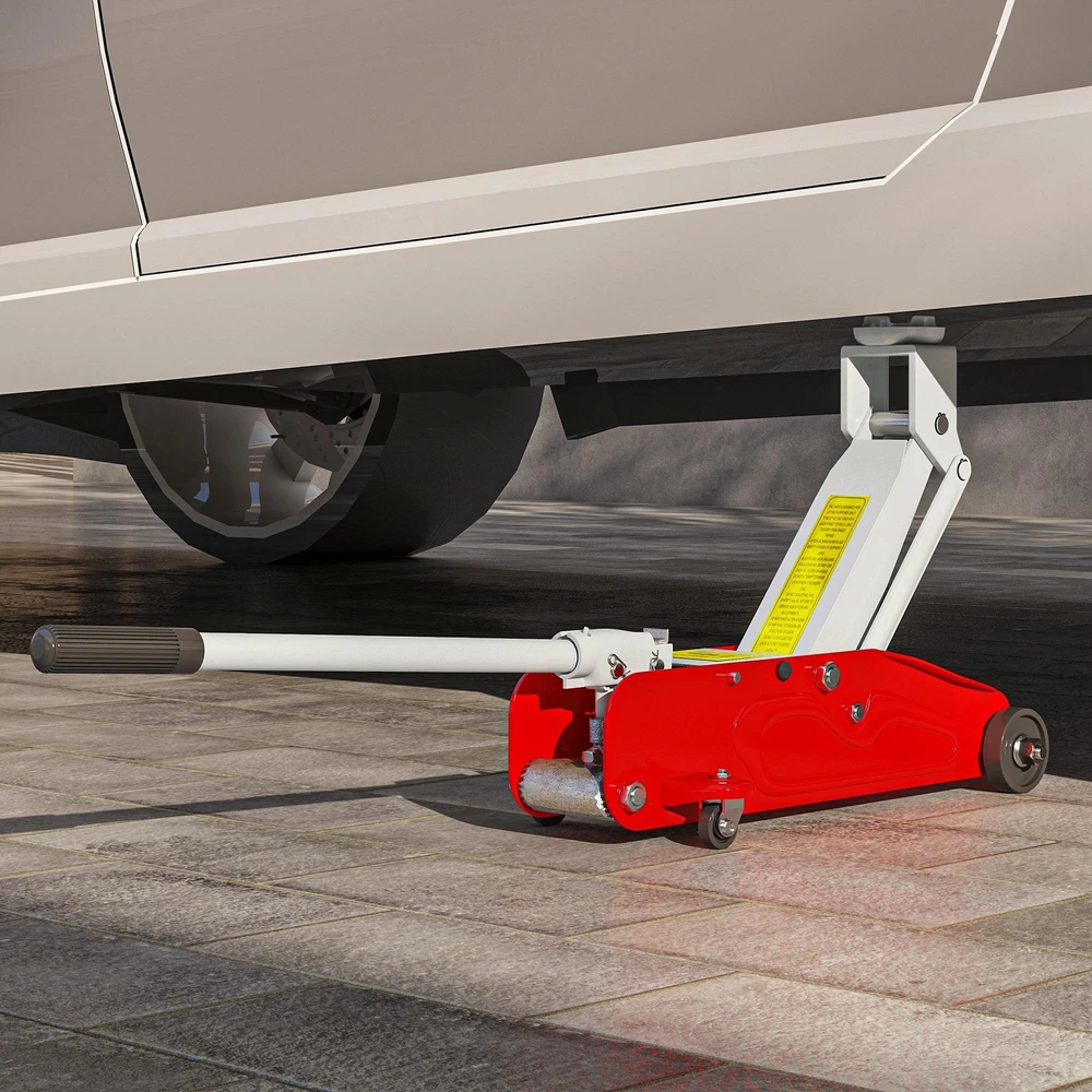 Kompaktiškas hidraulinis keltuvas, apsauga nuo perkrovos, automobiliams ir visureigiams, 2t, 120–300 mm, raudonas/geltonas