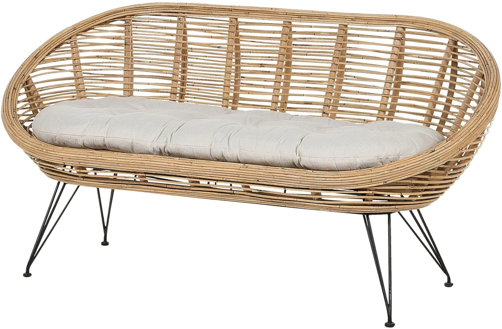 Beliani 2 vietų sodo sofa MARATEA natūralaus rotango