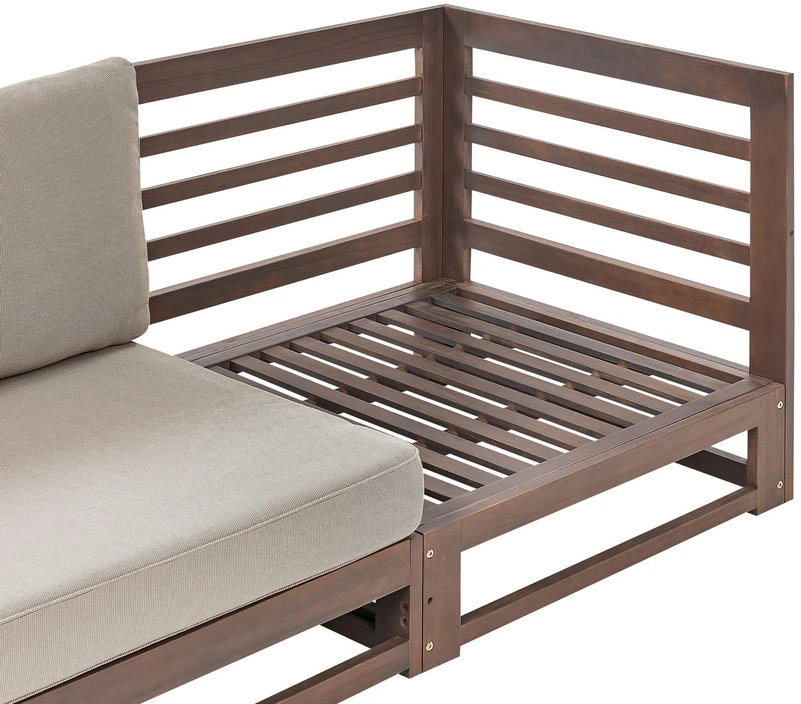 Lauko baldų komplektas Beliani 2 vietų sodo sofa TRANI Modulinė Sertifikuota akacijos mediena Tamsiai ruda