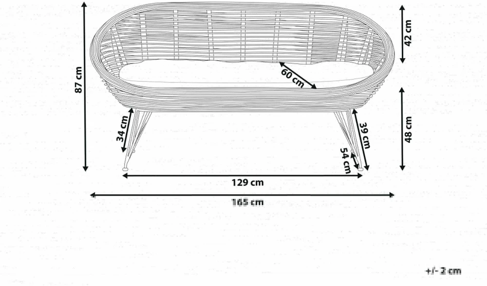 Beliani 2 vietų sodo sofa MARATEA natūralaus rotango