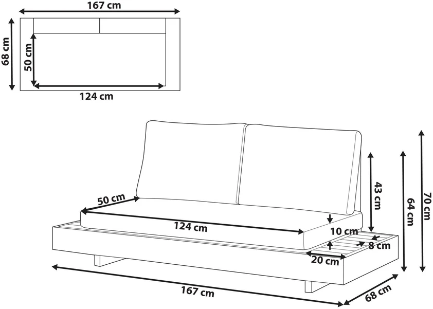 Lauko baldų komplektas Beliani 2 vietų sodo sofa MARETTIMO iš sertifikuotos akacijos medienos, kreminė balta