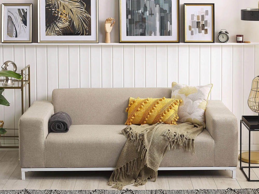 Lauko baldų komplektas Beliani 2 vietų sodo sofa ROVIGO smėlio spalvos