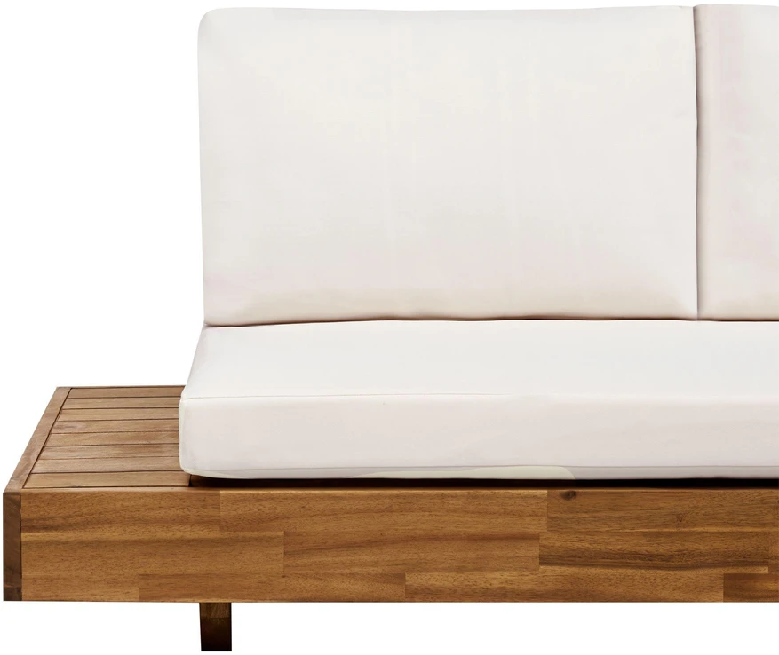 Lauko baldų komplektas Beliani 2 vietų sodo sofa MARETTIMO iš sertifikuotos akacijos medienos, kreminė balta