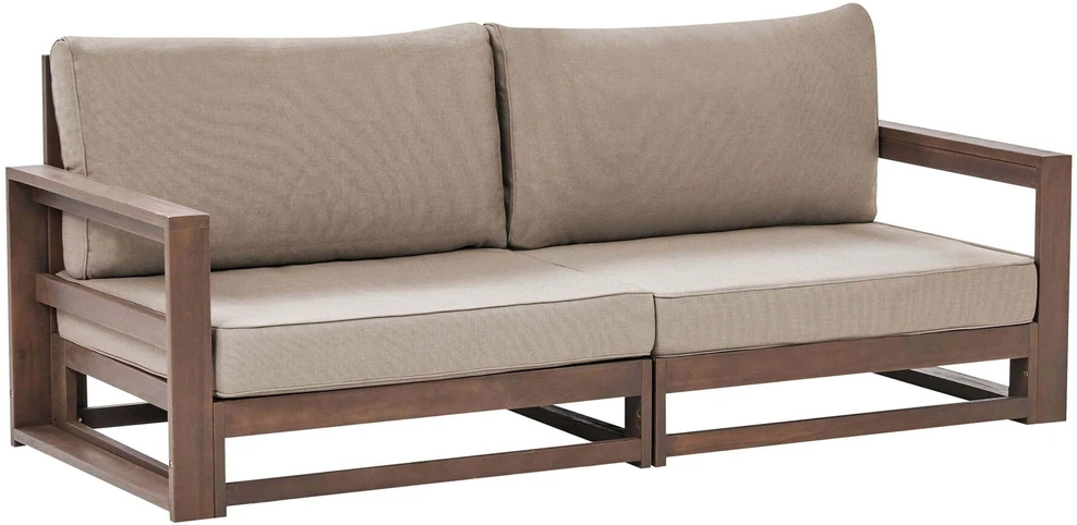 Lauko baldų komplektas Beliani 2 vietų sodo sofa TIMOR Modulinė, sertifikuota akacijos mediena, tamsiai ruda