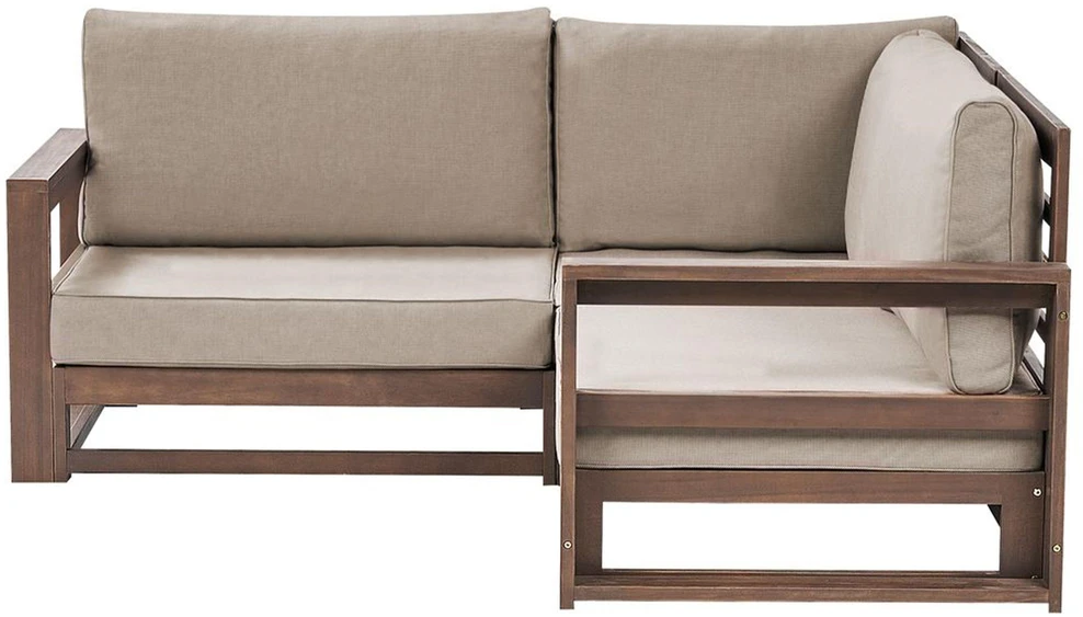Lauko baldų komplektas Beliani 2 vietų sodo kampinė sofa TIMOR Modulinė Sertifikuota akacijos mediena Tamsiai ruda
