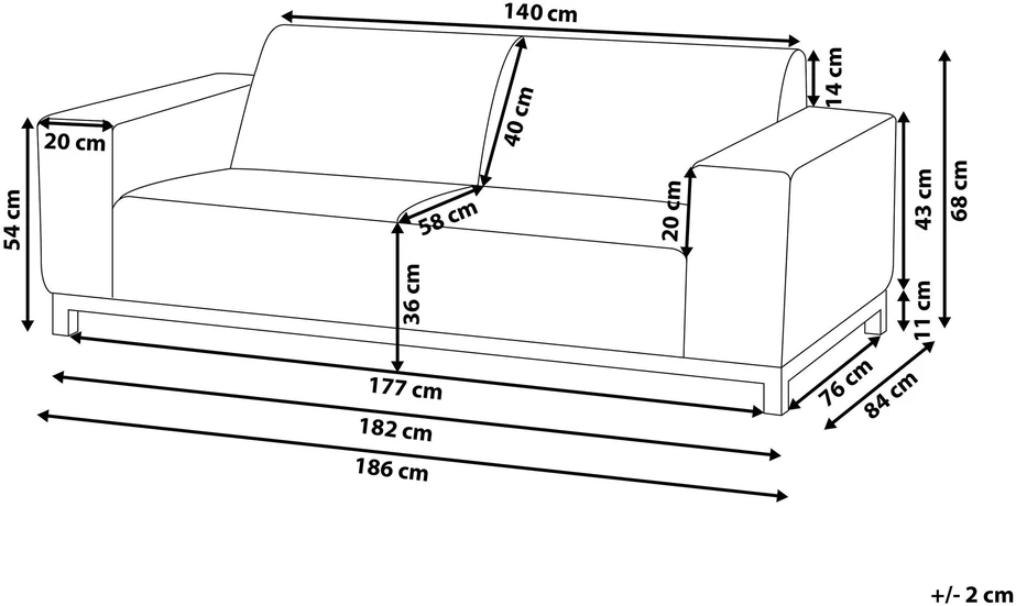 Beliani 2 vietų sodo sofa ROVIGO šviesiai pilka