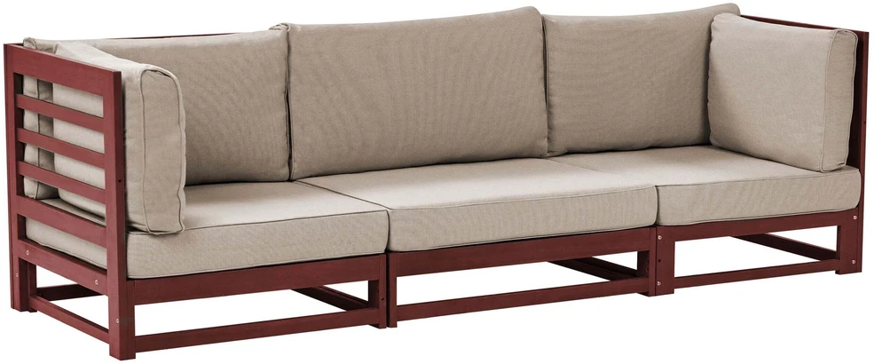 Lauko baldų komplektas Beliani 3 vietų sodo sofa TRANI modulinė, akacijos mediena, ruda