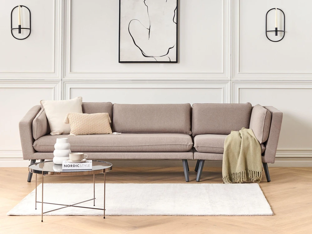 Beliani 3 vietų sodo sofa LORETELLO dešininė, smėlio spalvos
