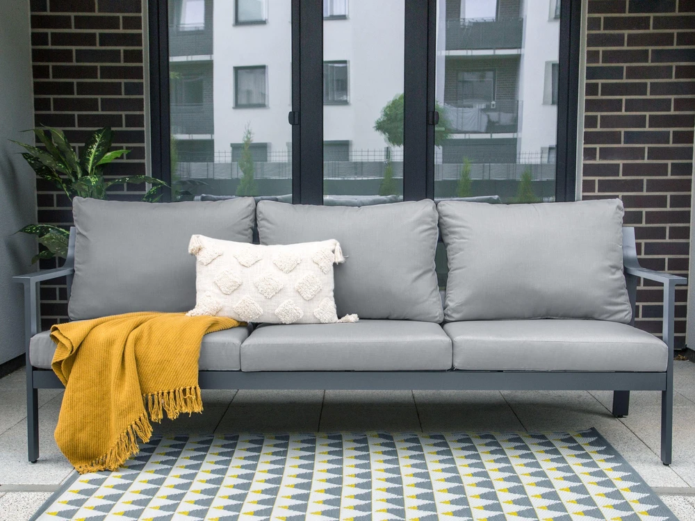 Lauko baldų komplektas Beliani 3 vietų sodo sofa KIATO metalinė tamsiai pilka