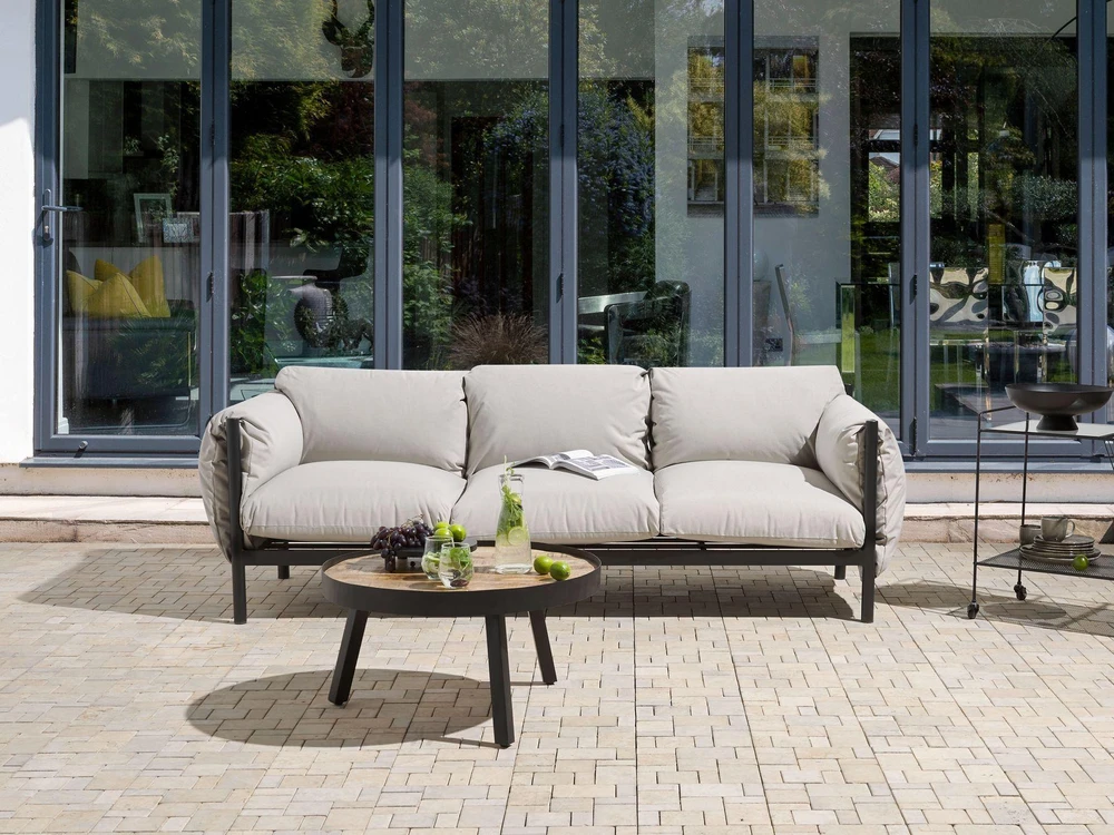 Lauko baldų komplektas Beliani 3 vietų sodo sofa ESPERIA metalinė pilka