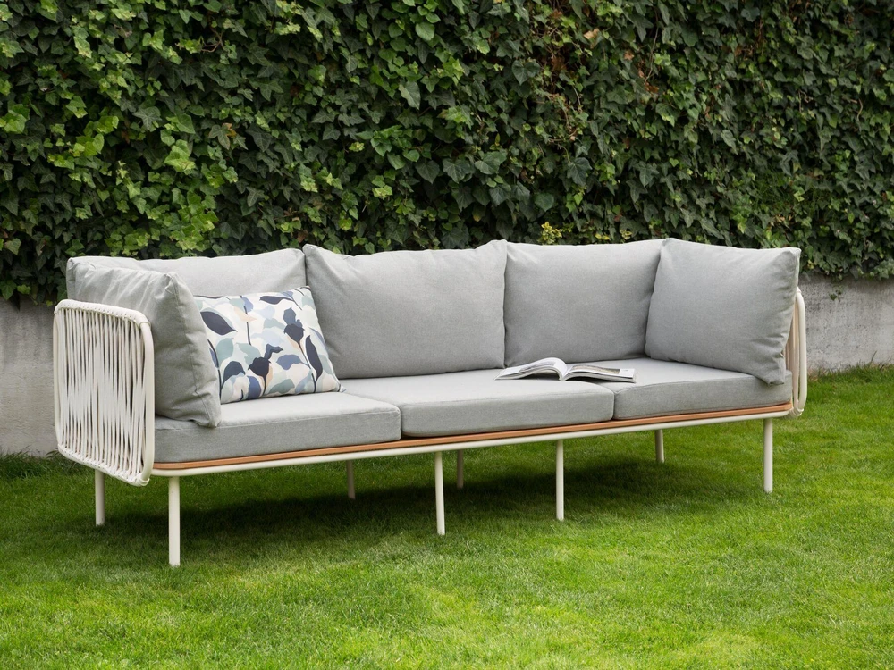 Lauko baldų komplektas Beliani 3 vietų sodo sofa SENISE pilka metalinė