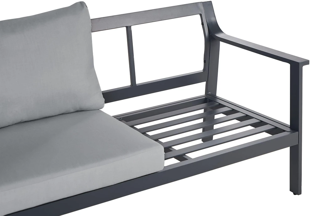 Lauko baldų komplektas Beliani 3 vietų sodo sofa KIATO metalinė tamsiai pilka