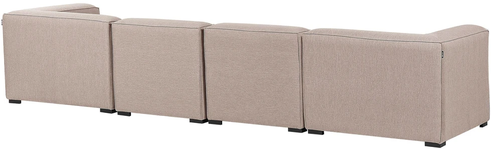Lauko baldų komplektas Beliani 4 vietų modulinė sodo sofa su pufu AREZZO smėlio spalvos