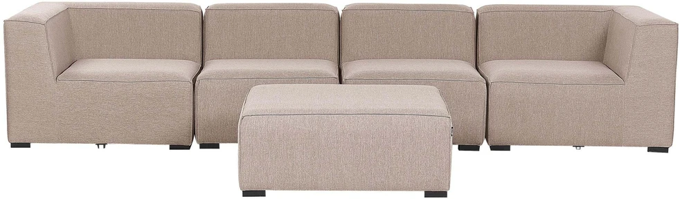 Lauko baldų komplektas Beliani 4 vietų modulinė sodo sofa su pufu AREZZO smėlio spalvos