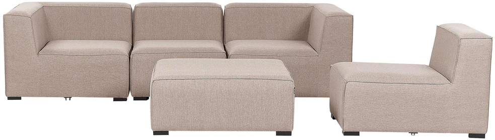 Lauko baldų komplektas Beliani 4 vietų modulinė sodo sofa su pufu AREZZO smėlio spalvos