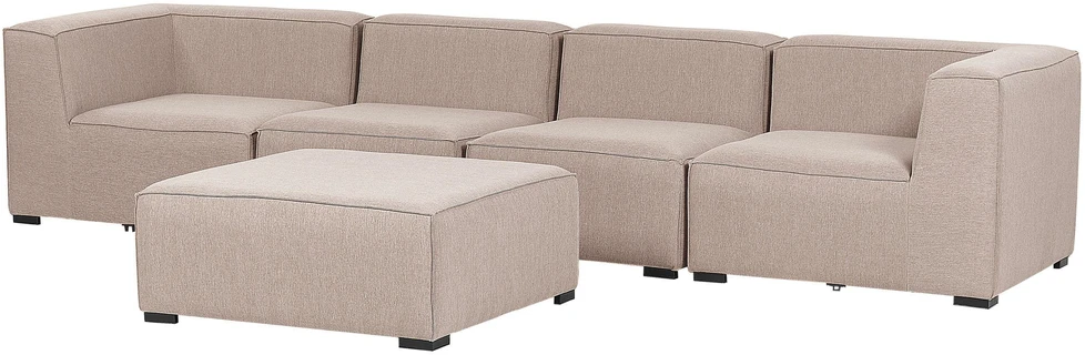 Lauko baldų komplektas Beliani 4 vietų modulinė sodo sofa su pufu AREZZO smėlio spalvos
