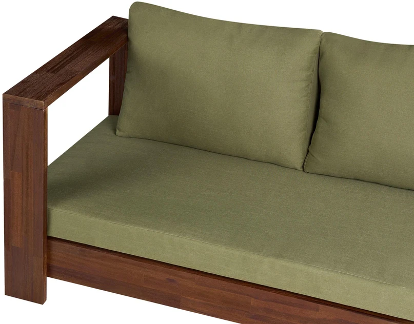 Lauko baldų komplektas Beliani 5 vietų kampinė sodo sofa MARETTIMO dešininė, žalia, sertifikuota akacijos mediena