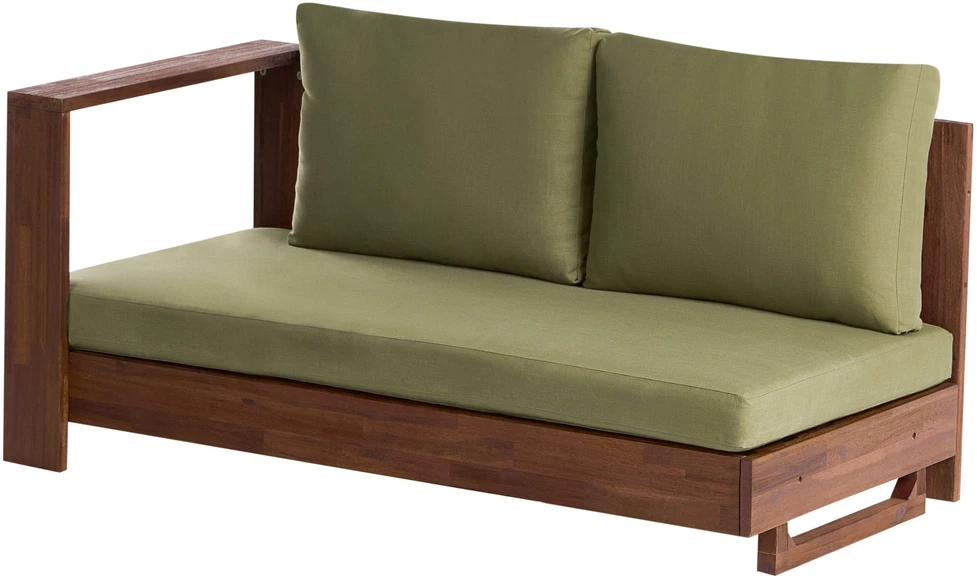 Lauko baldų komplektas Beliani 5 vietų kampinė sodo sofa MARETTIMO dešininė, žalia, sertifikuota akacijos mediena