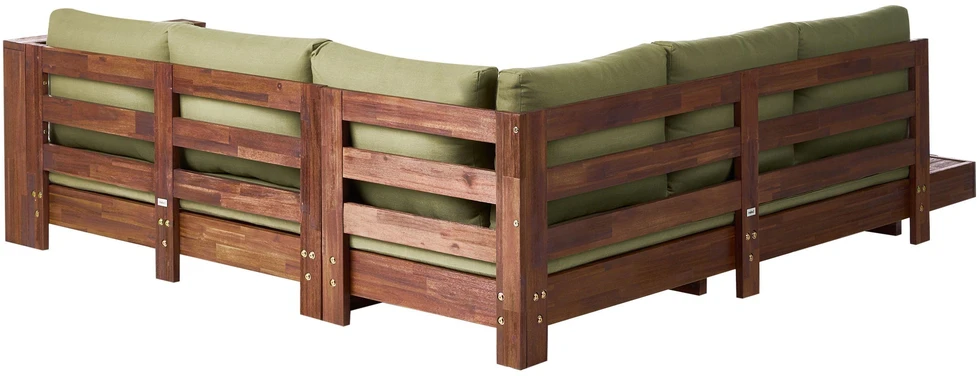Lauko baldų komplektas Beliani 5 vietų sodo kampinė sofa MARETTIMO kairinė žalia, sertifikuota akacijos mediena
