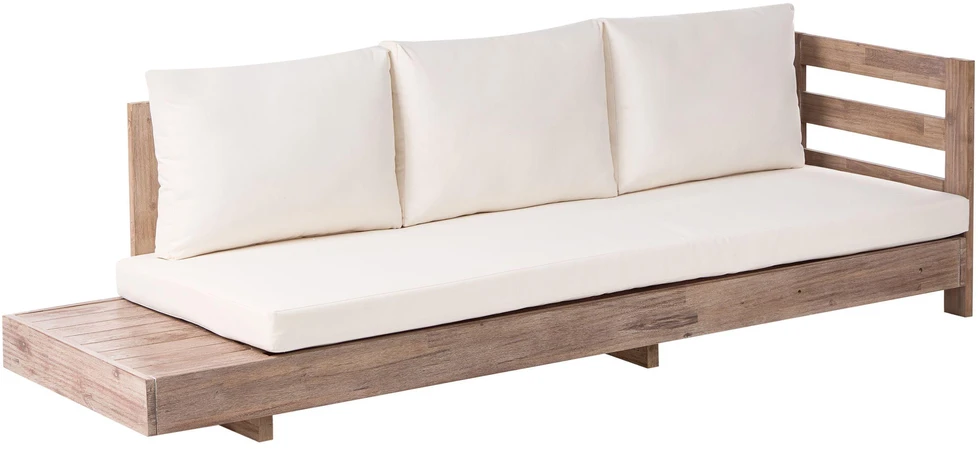Lauko baldų komplektas Beliani 5 vietų sodo kampinė sofa MARETTIMO kairinė, kreminė balta, sertifikuota akacijos mediena