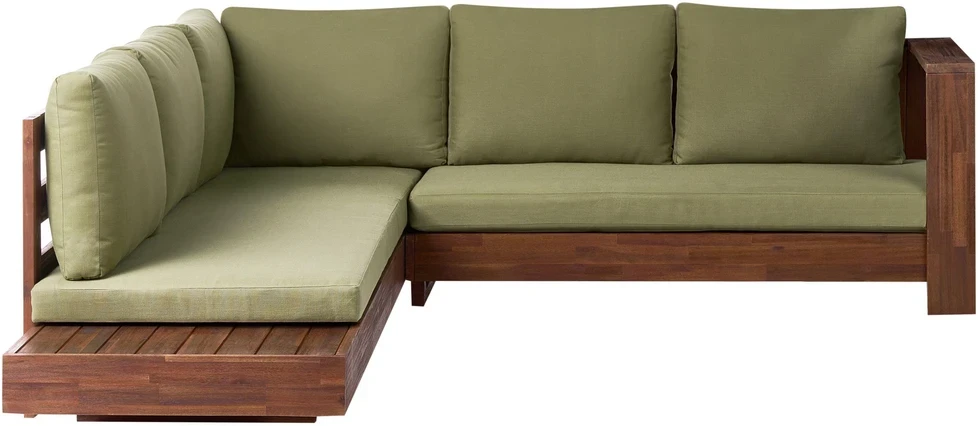 Lauko baldų komplektas Beliani 5 vietų sodo kampinė sofa MARETTIMO kairinė žalia, sertifikuota akacijos mediena
