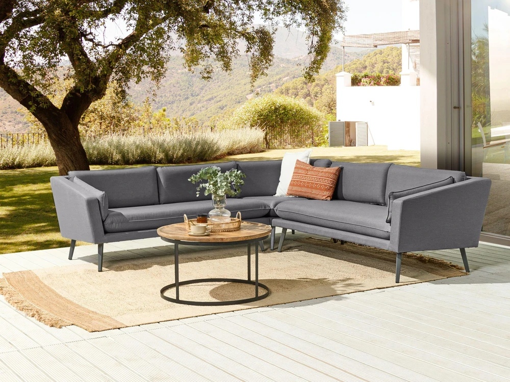 Beliani 5 vietų sodo kampinė sofa LORETELLO pilka