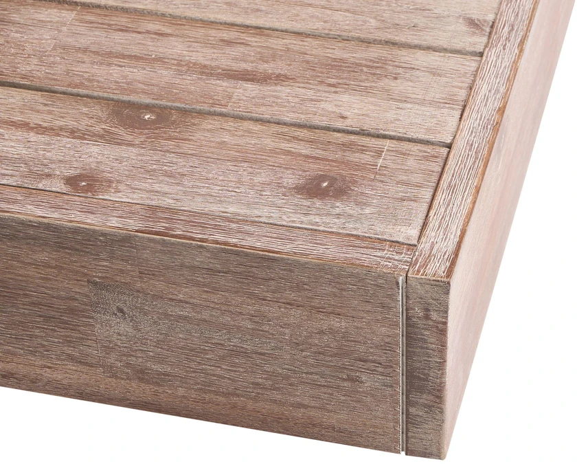 Lauko baldų komplektas Beliani 5 vietų sodo kampinė sofa MARETTIMO kairinė, kreminė balta, sertifikuota akacijos mediena