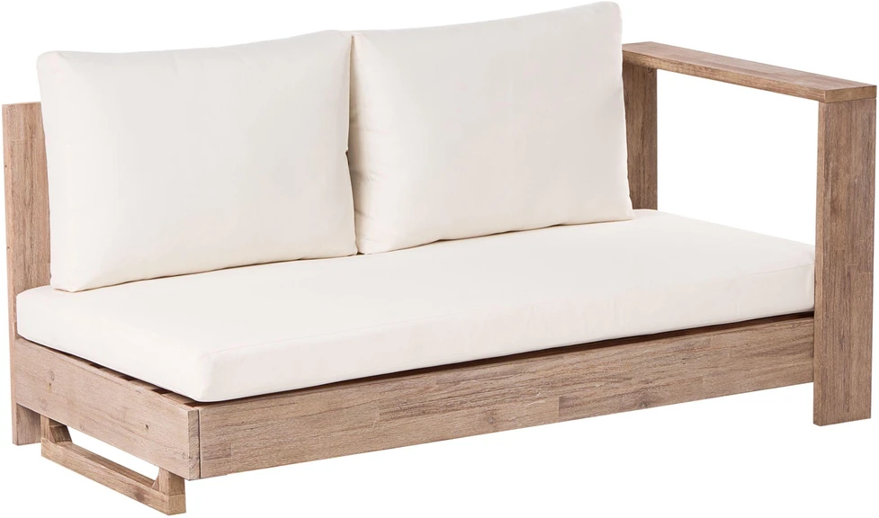 Lauko baldų komplektas Beliani 5 vietų sodo kampinė sofa MARETTIMO kairinė, kreminė balta, sertifikuota akacijos mediena