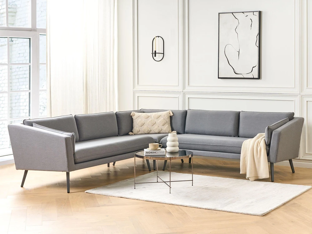 Beliani 5 vietų sodo kampinė sofa LORETELLO pilka