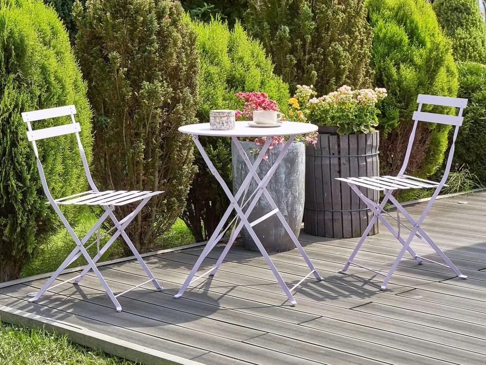 Lauko baldų komplektas Beliani Balkono baldų komplektas FIORI sulankstomas, metalinis, violetinis