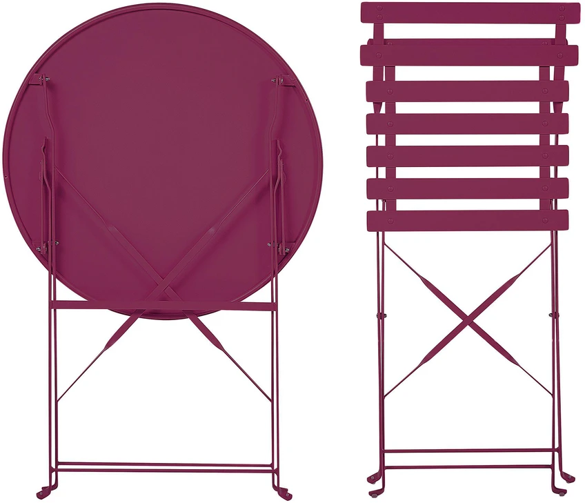 Lauko baldų komplektas Beliani Balkono baldų komplektas sulankstomas FIORI metalinis burgundiškas