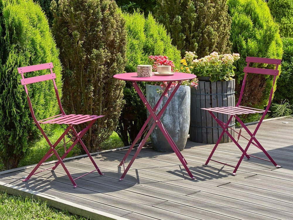 Lauko baldų komplektas Beliani Balkono baldų komplektas sulankstomas FIORI metalinis burgundiškas