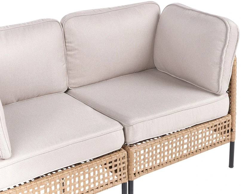 Lauko baldų komplektas Beliani Dviejų vietų sodo sofa OMEGANA iš technoratano, šviesiai smėlio spalvos