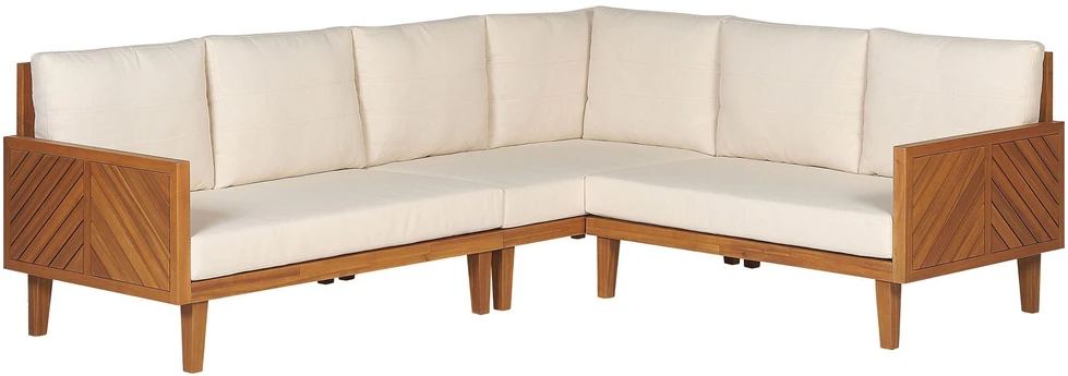 Lauko baldų komplektas Beliani Kairinė sodo kampinė sofa su staliuku 4 asmenims BARATTI Ruda Akacijos mediena