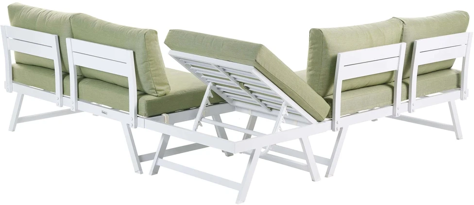 Lauko baldų komplektas Beliani Kampinė sodo sofa su staliuku 5 asmenims COCCORINO žalia metalinė