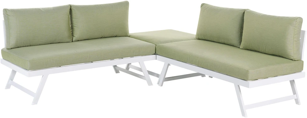 Lauko baldų komplektas Beliani Kampinė sodo sofa su staliuku 5 asmenims COCCORINO žalia metalinė