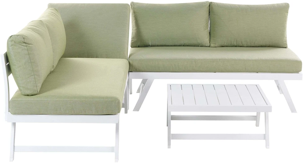 Lauko baldų komplektas Beliani Kampinė sodo sofa su staliuku 5 asmenims COCCORINO žalia metalinė
