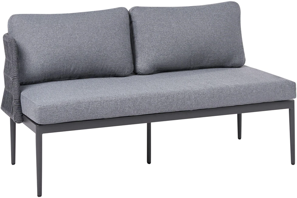 Lauko baldų komplektas Beliani L formos sodo kampinė sofa su staliuku LEFFE kairinis pilkas metalinis
