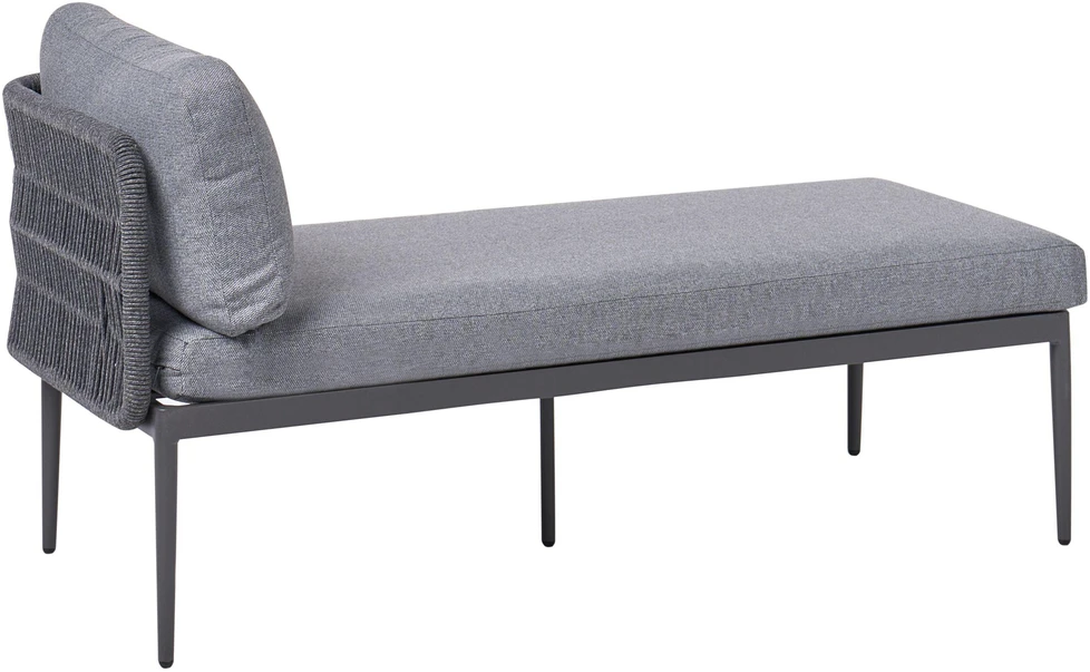 Lauko baldų komplektas Beliani L formos sodo kampinė sofa su staliuku LEFFE kairinis pilkas metalinis