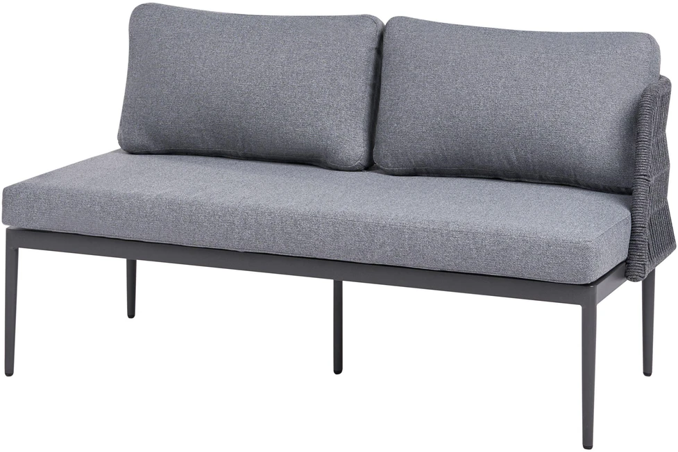 Lauko baldų komplektas Beliani L formos sodo kampinė sofa su staliuku 3 asmenims LEFFE dešininė, pilka, metalinė