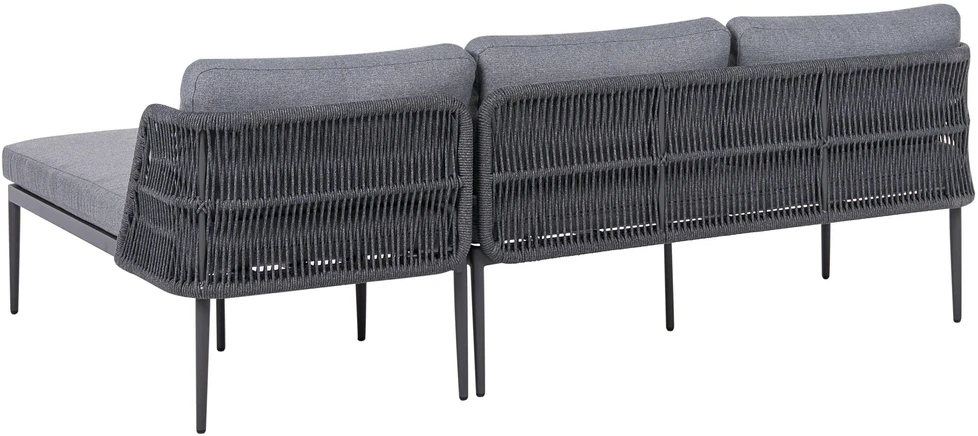 Lauko baldų komplektas Beliani L formos sodo kampinė sofa su staliuku LEFFE kairinis pilkas metalinis