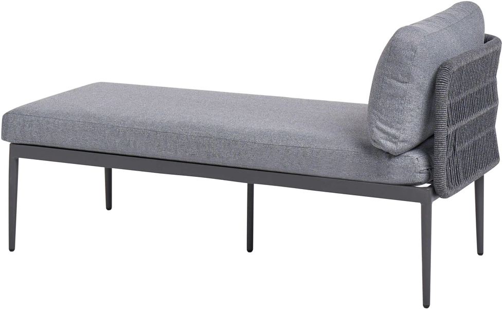 Lauko baldų komplektas Beliani L formos sodo kampinė sofa su staliuku 3 asmenims LEFFE dešininė, pilka, metalinė