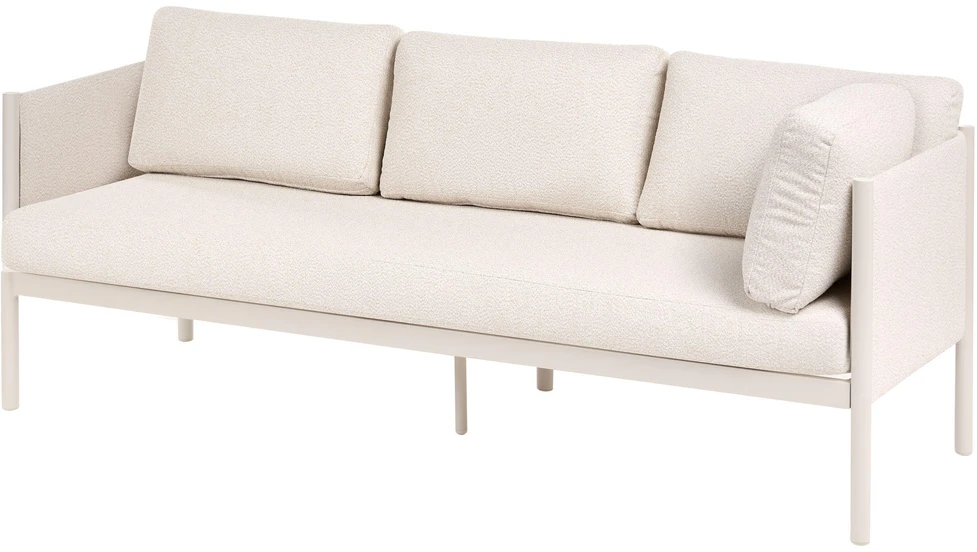 Lauko baldų komplektas Beliani Lauko kampinė sofa su staliuku 5 asmenims TONARA, metalinė, šviesiai smėlio spalvos, dešininė