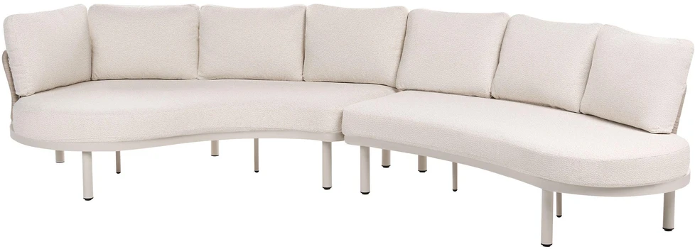 Lauko baldų komplektas Beliani Lauko sofa 6 žmonėms ORIOLO su staliukais, metalinė, šviesiai smėlinė