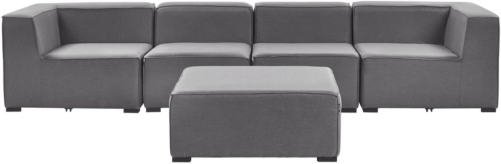 Lauko baldų komplektas Beliani Modulinė sodo sofa su pufu 4 asmenims AREZZO, pilka