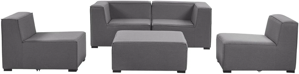 Lauko baldų komplektas Beliani Modulinė sodo sofa su pufu 4 asmenims AREZZO, pilka