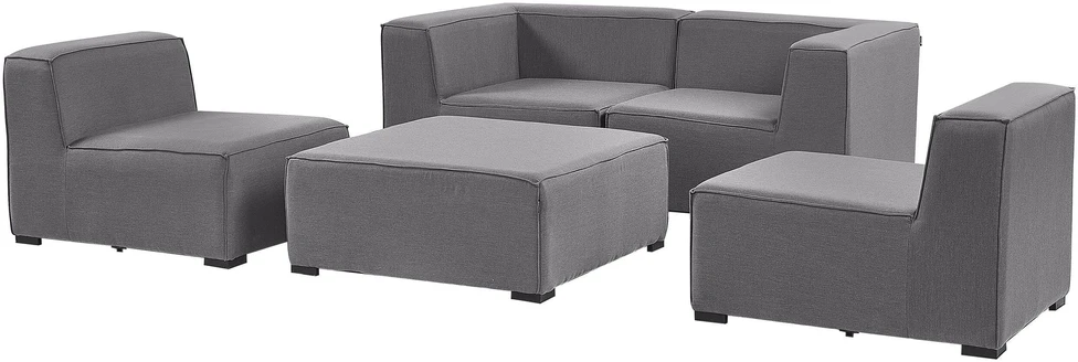 Lauko baldų komplektas Beliani Modulinė sodo sofa su pufu 4 asmenims AREZZO, pilka