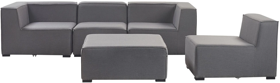 Lauko baldų komplektas Beliani Modulinė sodo sofa su pufu 4 asmenims AREZZO, pilka