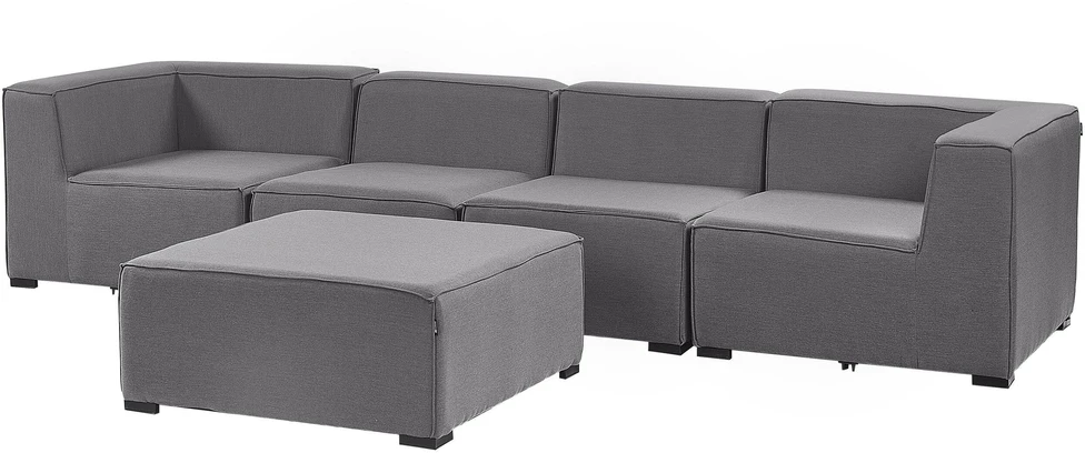 Lauko baldų komplektas Beliani Modulinė sodo sofa su pufu 4 asmenims AREZZO, pilka